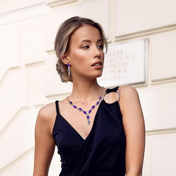 🆕 Choice Of All Prom Bridal Necklace Women Silver Crystal WeddingChoker Jewelry - Picture 7 of 7